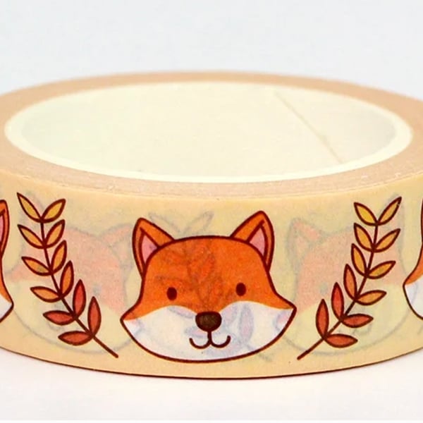 2 x Kawaii Fox pattern, Cute fox faces, Decorative Washi Tape,10m