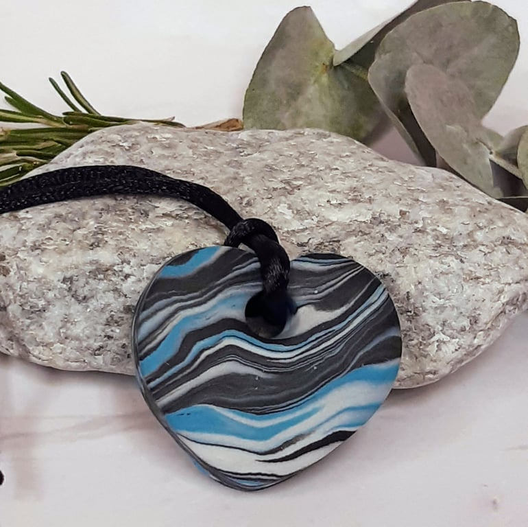 Heart shaped polymer clay pendant 