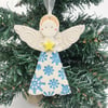 Ceramic Christmas Angel Pottery Christmas decoration blue snowflakes