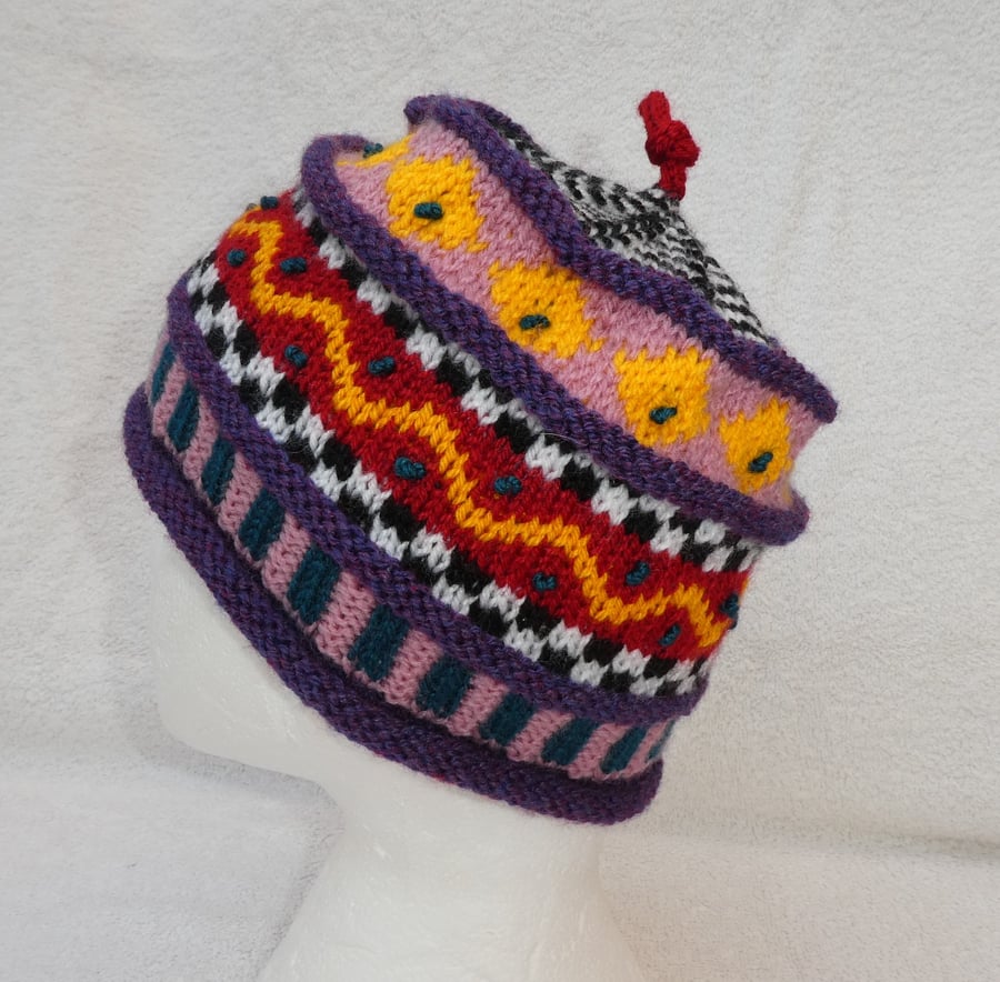 Multicoloured Hat. Handknit Hat. Winter hat. Small.