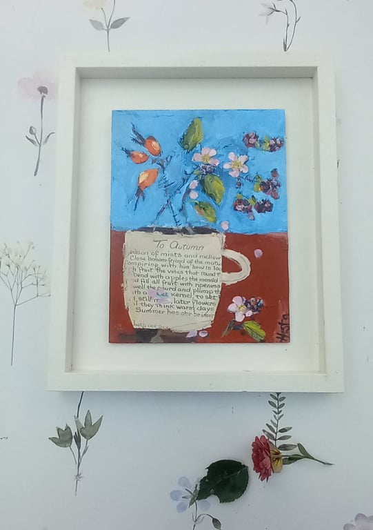 Autumnal mixed media still life painting 