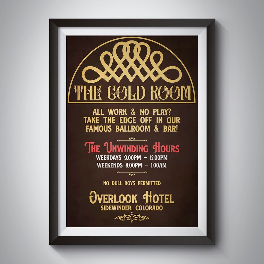 The Shining Gold Room Overlook Hotel Bar Sign Movie Poster Print Wall Art Gift
