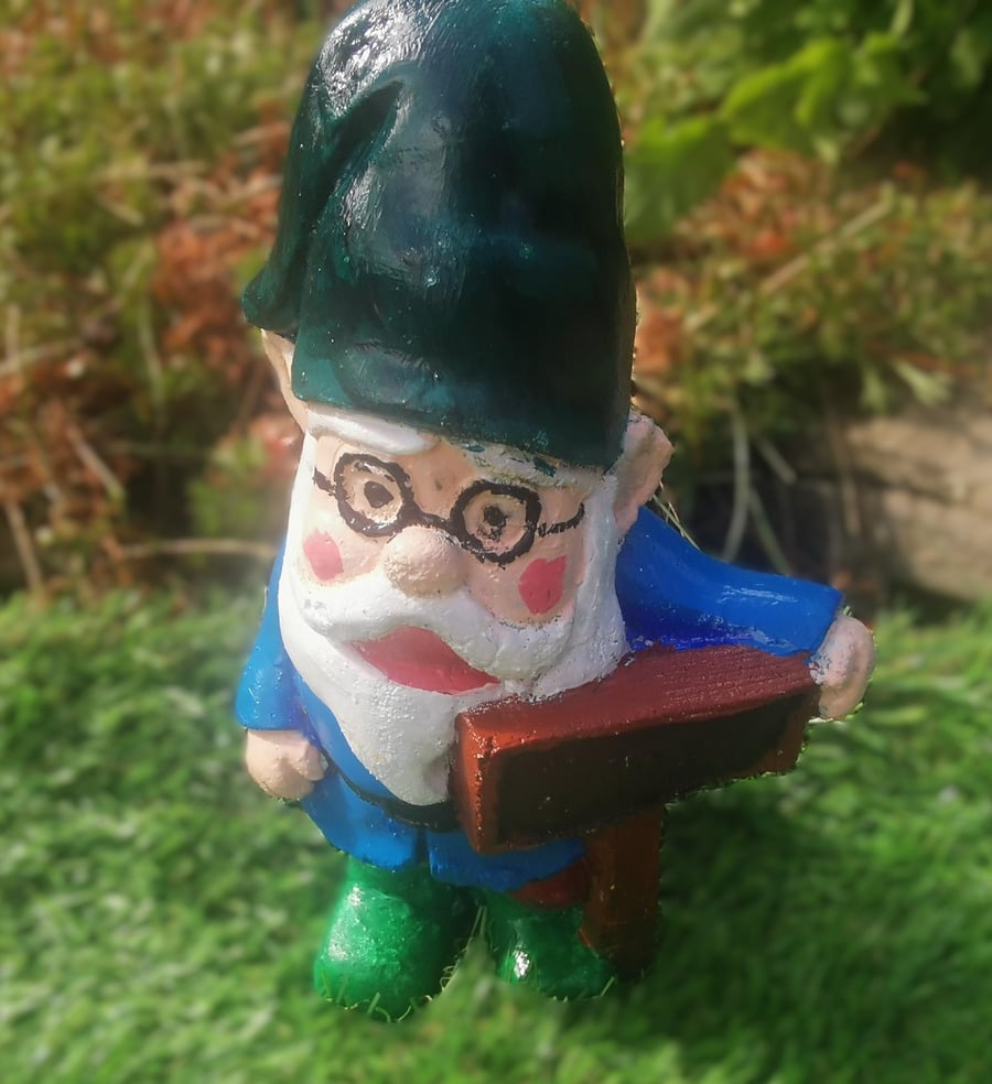 Short Sighted Concrete, Hand Painted Garden Gnome