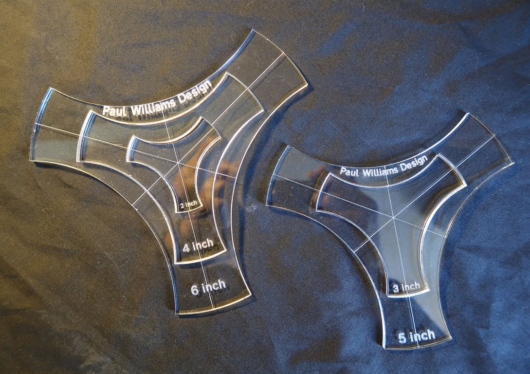 Y knot template set, ruler, quilting, English paper piecing, 6 inches to 1 inch,