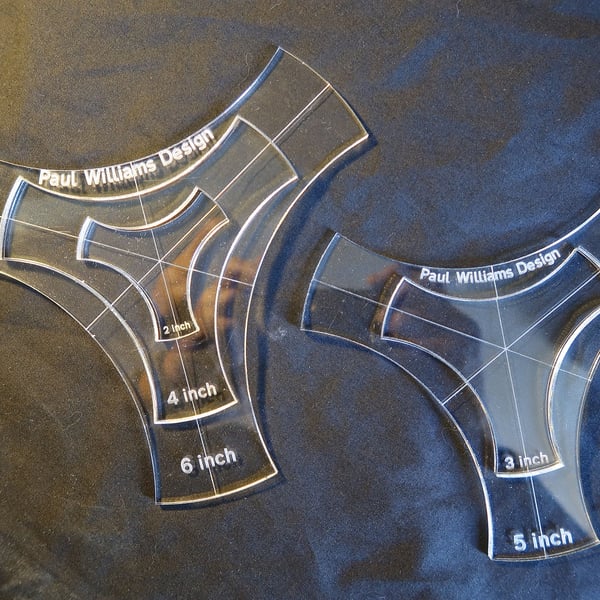 Y knot template set, ruler, quilting, English paper piecing, 6 inches to 1 inch,