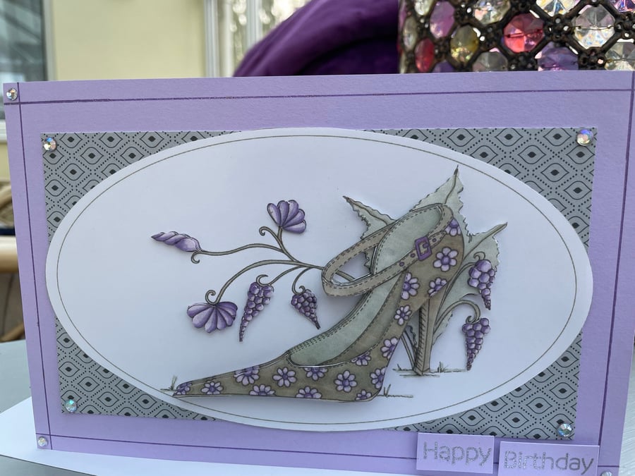 Glamorous stiletto shoe fantasy birthday card