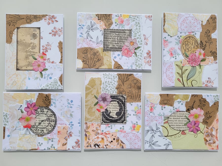 Multipack Blank Cards - Decoupage Mixed Media Blank Notecards