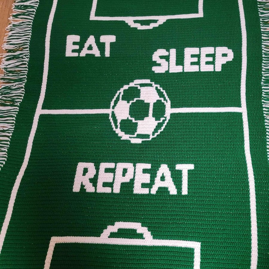 Eat Sleep Football Repeat . Emailed Pdf Crochet Blanket Pattern 