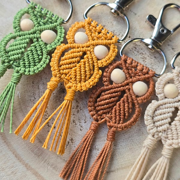 Macrame Owl keyring - Cute Bag Charm 