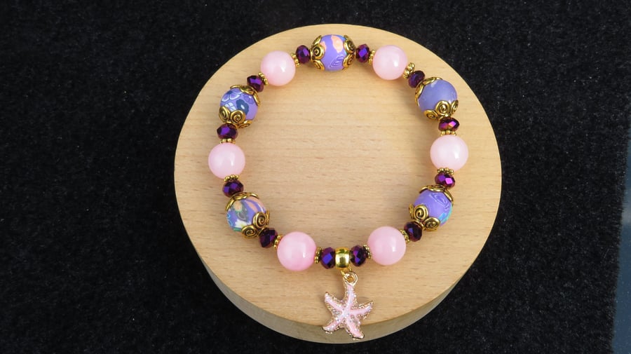 Purple and pink starfish bracelet