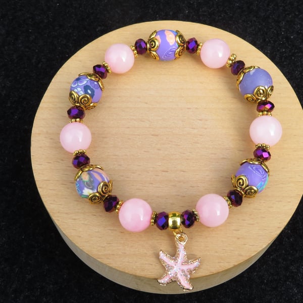 Purple and pink starfish bracelet