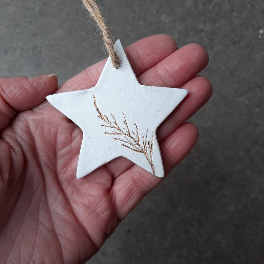 Clay Christmas Star Decoration Set with foliage detail