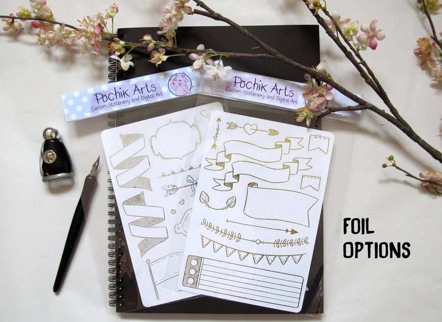 2 Sheets Clear or Foil Bullet Journal Stickers