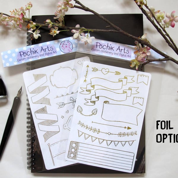 2 Sheets Clear or Foil Bullet Journal Stickers