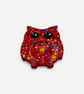 Red Owl Teaspoon Rest, Colourful Handmade Clay Spoon Holder - Image 8