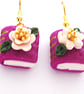 Polymer Clay Purple Book Earrings - Image 3