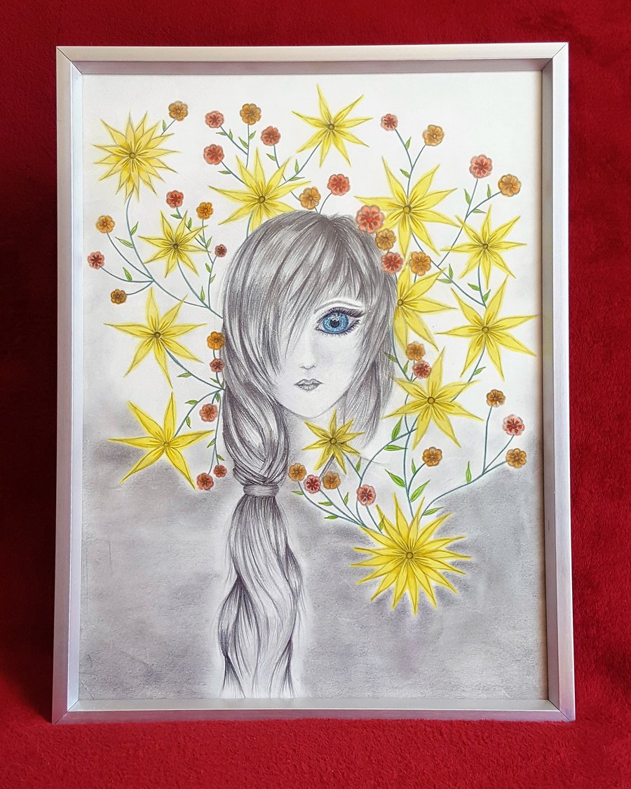 Drawing Flower Girl Drawing