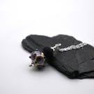 lampwork glass purple pendant, sterling silver chain