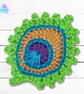 Crochet peacock feather brooch, peacock badge, peacock pin. - Image 8