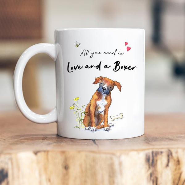 Love and a Boxer Ceramic Mug