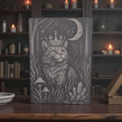 Mystical Cat Etched Slate Board – Moon & Crystal Forest Design