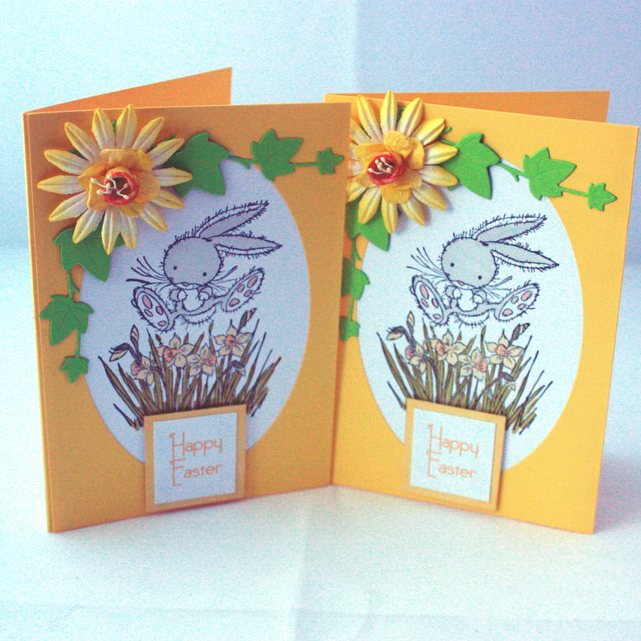 Handmade Easter card pack - bouncing bunnies 