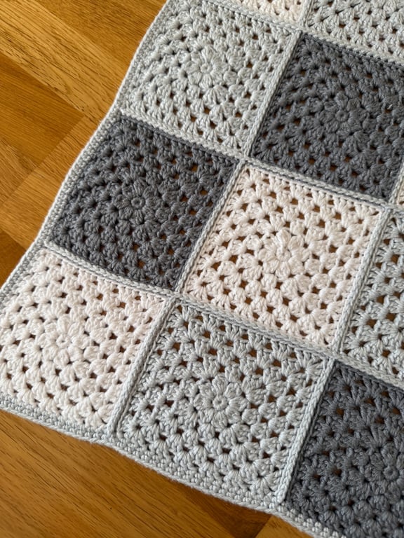 New Handmade Baby Blanket - Cotton and Bamboo - Traditional Granny Squares 