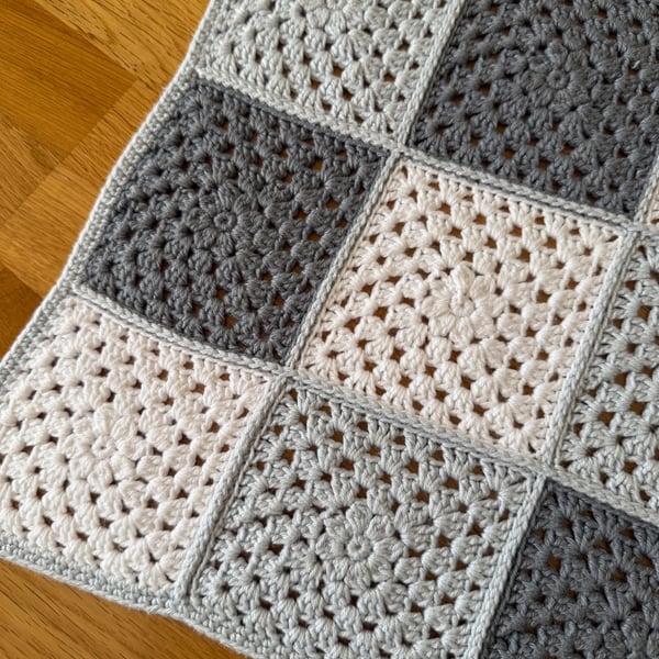 New Handmade Baby Blanket - Cotton and Bamboo - Traditional Granny Squares 