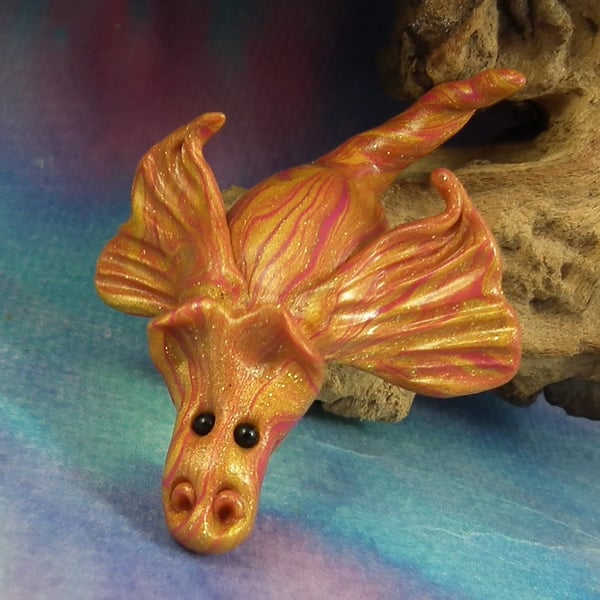 Tiny Elemental Fire Dragon 'Gilden' OOAK Sculpt by artist Ann Galvin