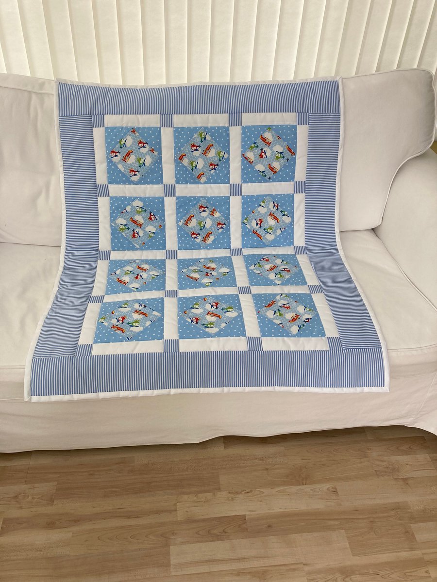Baby Cot Quilt Blue