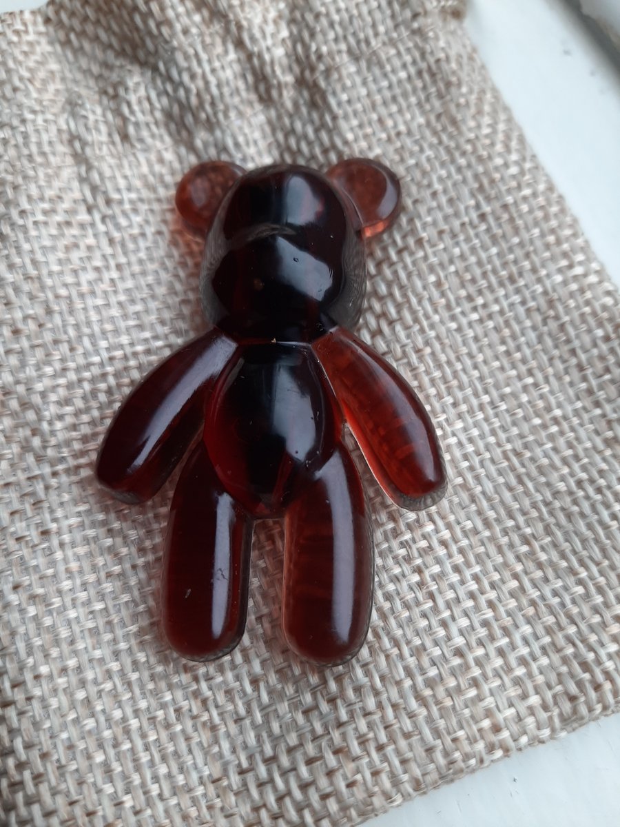 Brown Bear brooch made from pure resin 