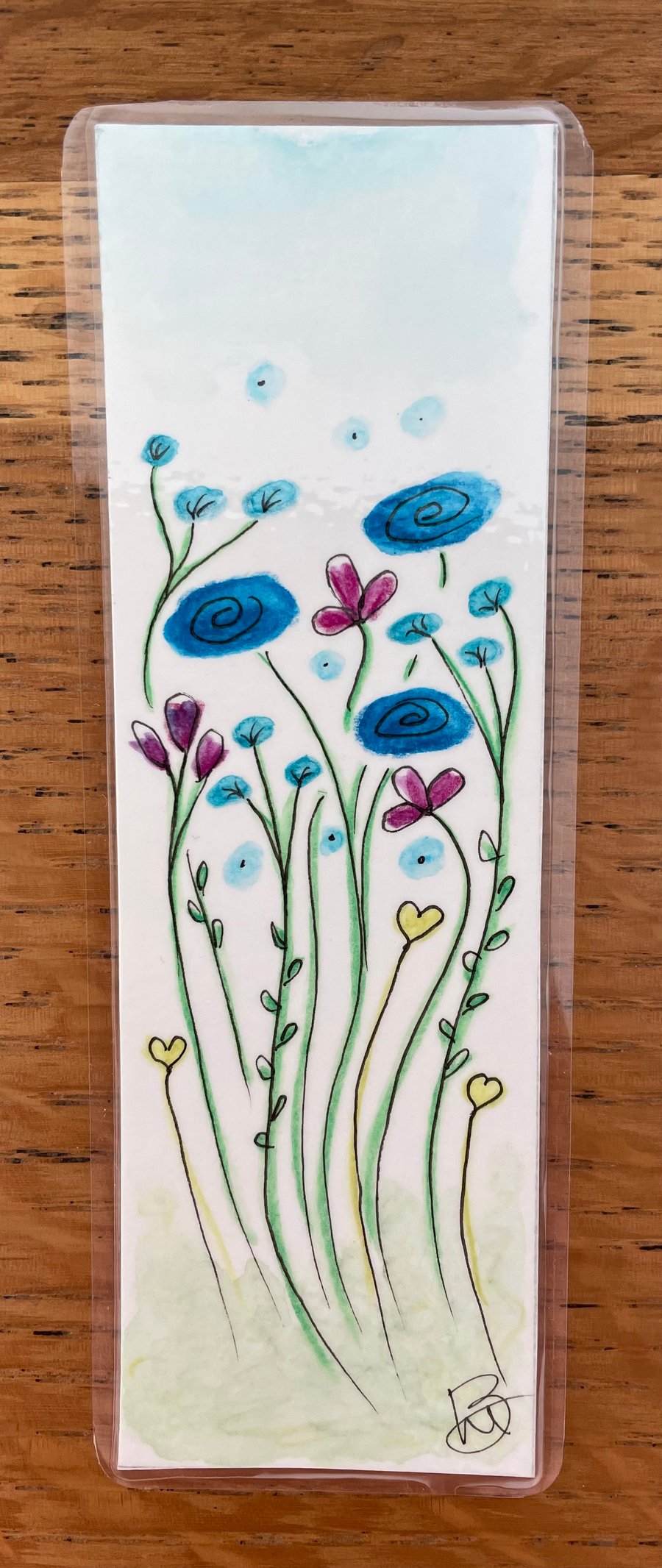 Hand painted original watercolour and ink bookmark