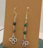 African Turquoise Beaded Dangle Earrings with Sterling Silver Hooks
