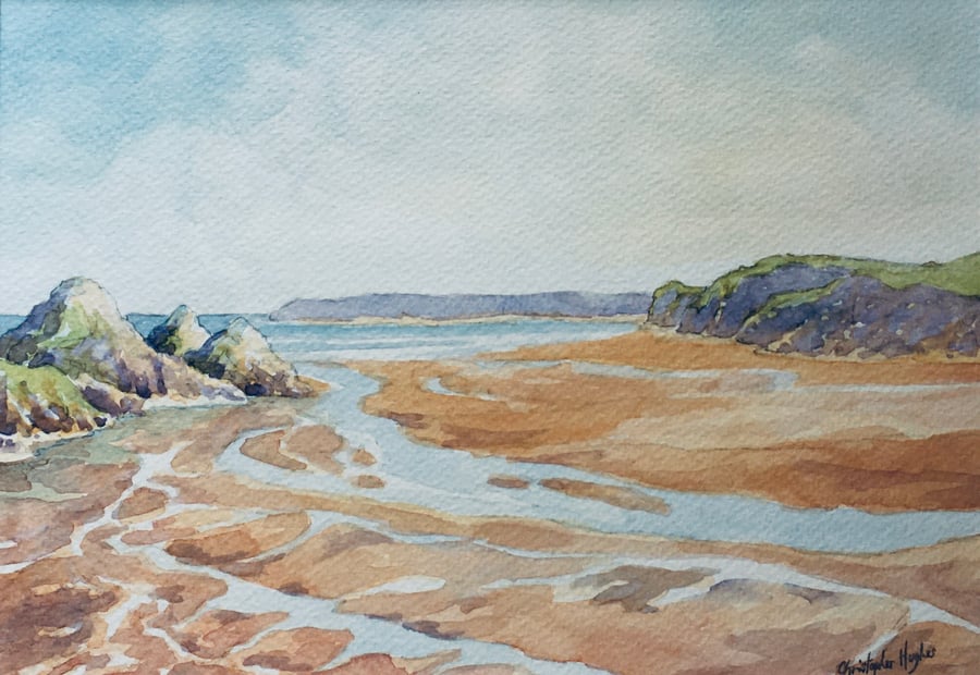 Three Cliffs Bay , Cobweb Streams . The Gower. Signed Special Edition Print 