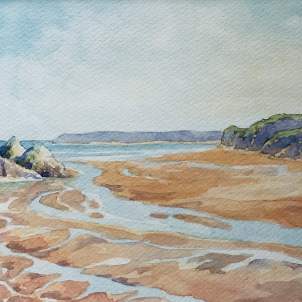 Three Cliffs Bay , Cobweb Streams . The Gower. Signed Special Edition Print 