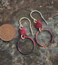  Red Copper Hoop Dangle Earrings - Image 1