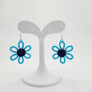 Fused Glass Cabochon Dangling Earrings set on 3D Printed Bases