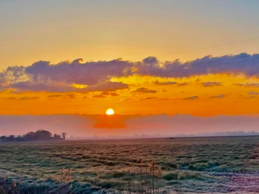 Sunset on Lincolnshire Wolds - Photographic Print Greetings Card