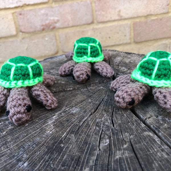 Set of 3 miniature crochet turtles 