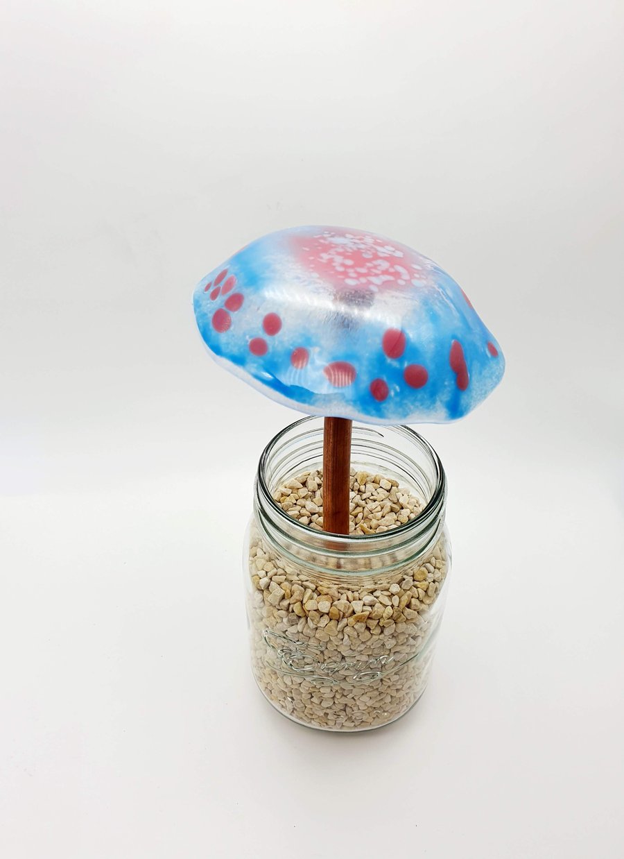 Fused Glass Mushroom Garden Ornament