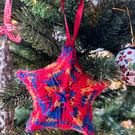 Hand knitted star - Christmas Decorations  - Multicolour