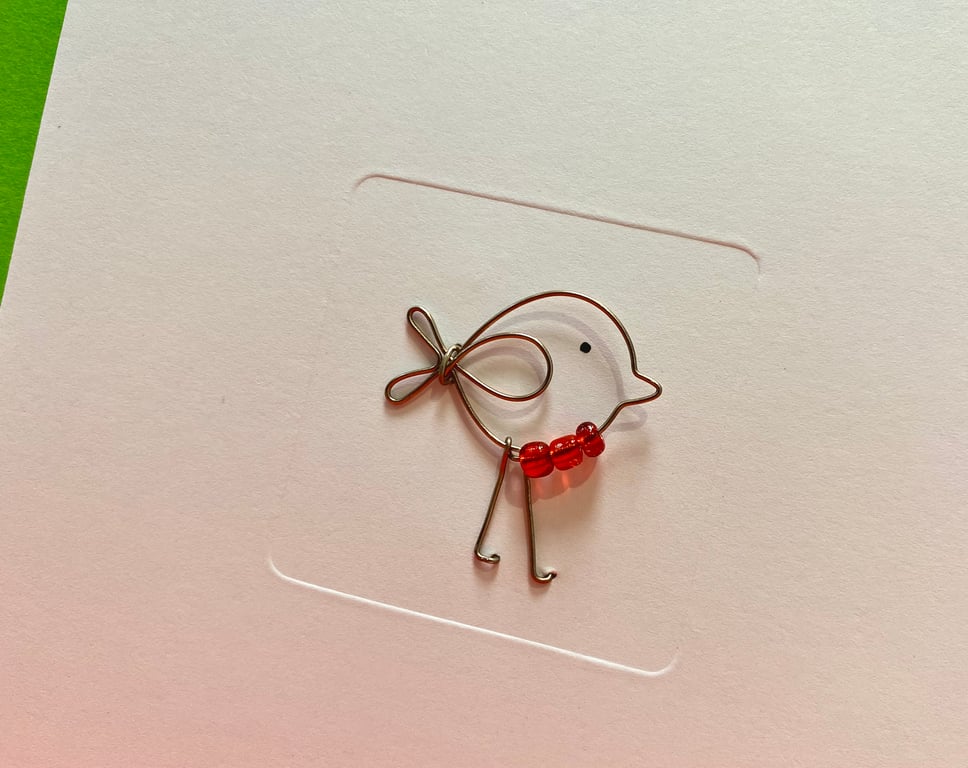 Robin Christmas Card - Wire Robin