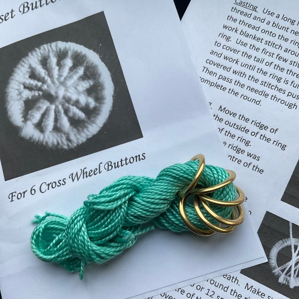 Kit to Make 6 x Dorset Cross Wheel Buttons, Jade