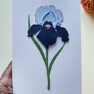 Blue Paper Iris - Flower Shop Moments, Blank Handmade Floral Card 