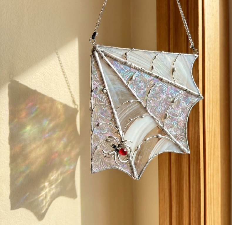 Cobweb Corner Stained Glass Hanging Ornament
