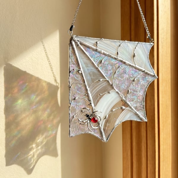 Cobweb Corner Stained Glass Hanging Ornament