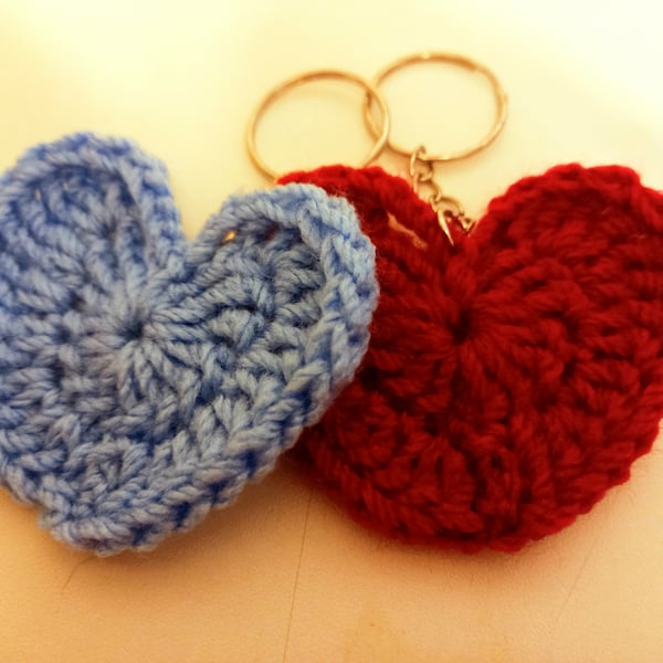 Crochet heart keyring - Folksy