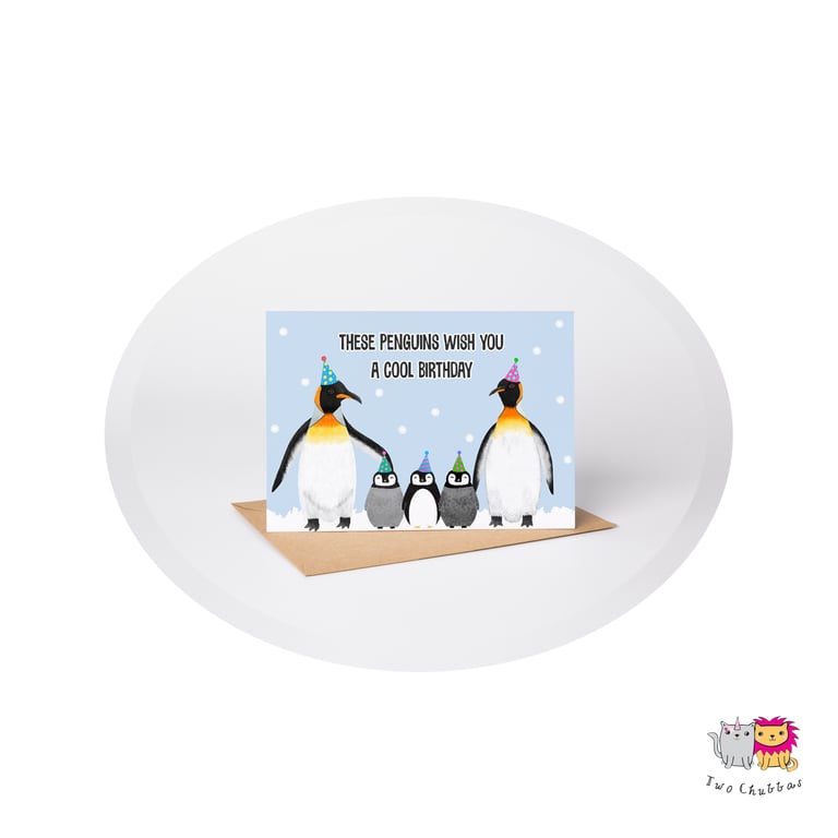 Penguin Birthday Card, A6 Birthday Card, Cute Animal Birthday Card