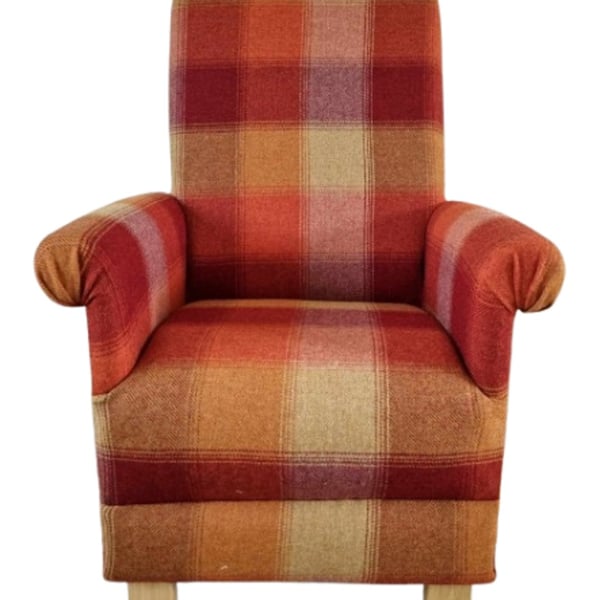 Laura Ashley Keswick Burnt Sienna Armchair Adult Chair Orange Check Tartan Small