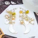 Pearl Earrings - Celestial Sterling Silver Lemon Quartz Gemstone Beaded Earrings